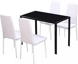 FEER Kitchen Tables and Chairs Set Dining Room Table Set for 4 Set Black and White