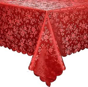 smiry Waterproof Vinyl Tablecloth, Rectangle Heavy Duty Table Cloth, Wipeable Table Cover for Kitchen and Dining Room (Red, 60X102 Inch)